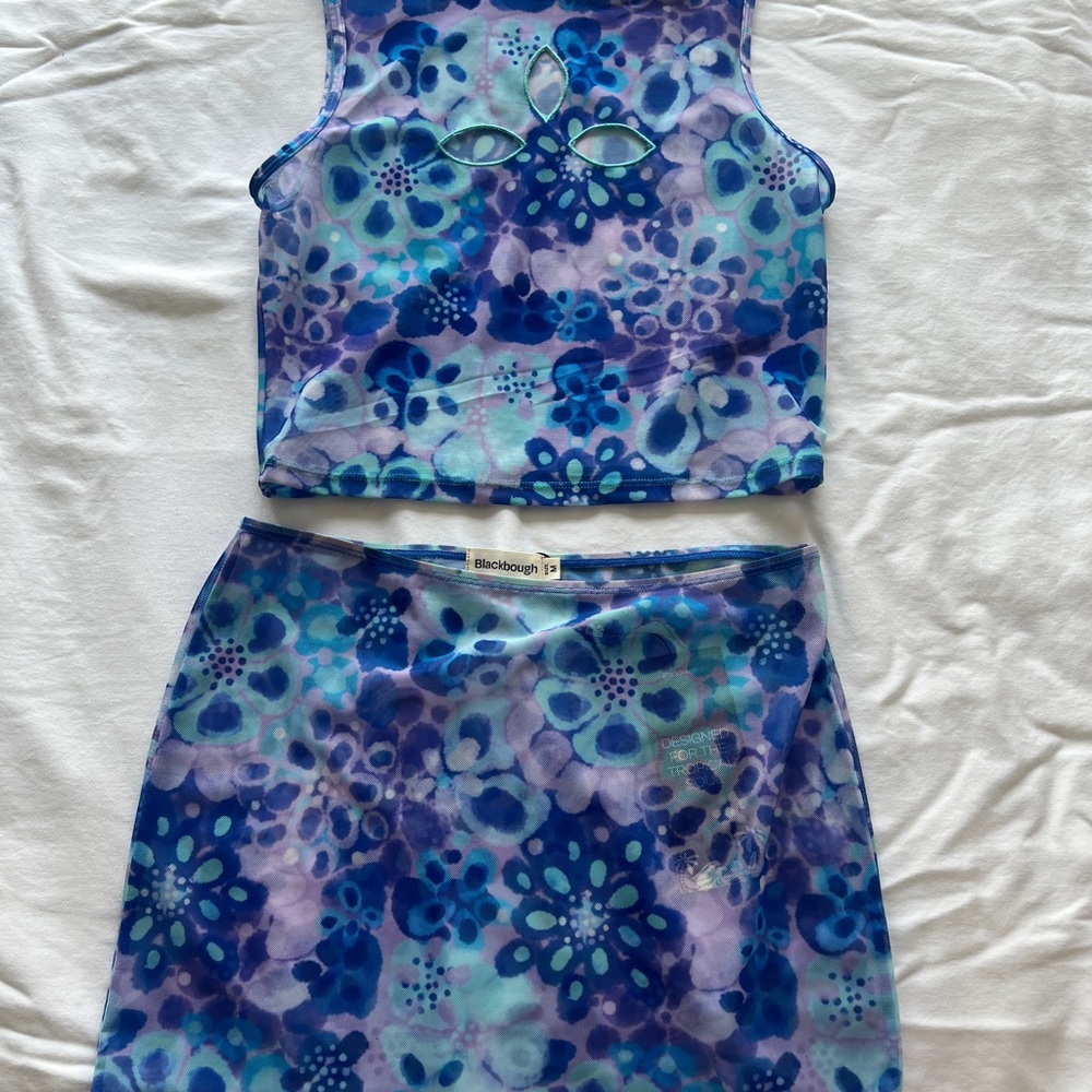Blackbough Blue and Purple Floral Swim Coverup Set